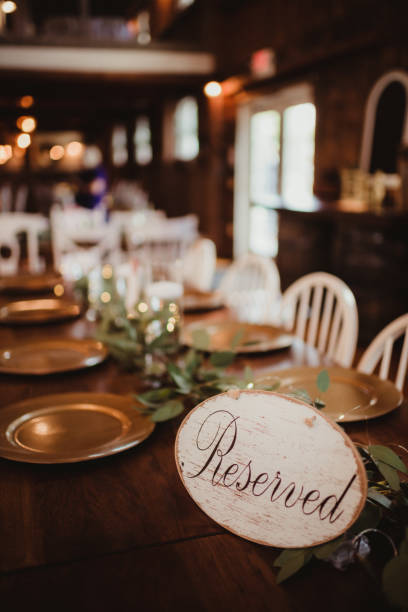 istock Reserved sign on a table at a wedding 1468642163