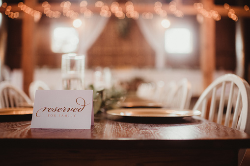 Reserved sign at a wedding