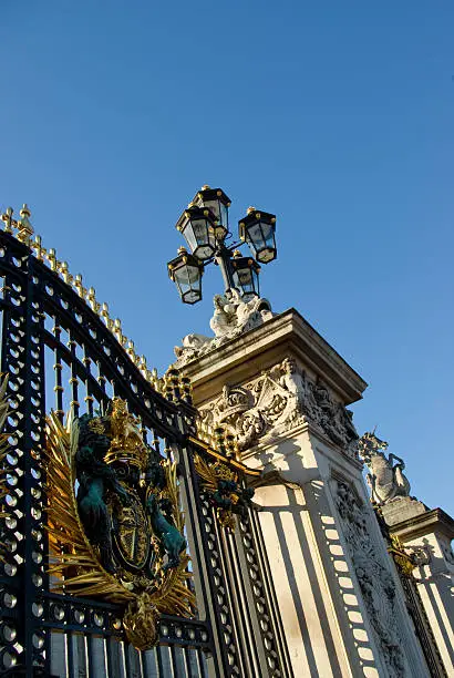 buckingham palace with blue sky background london uk