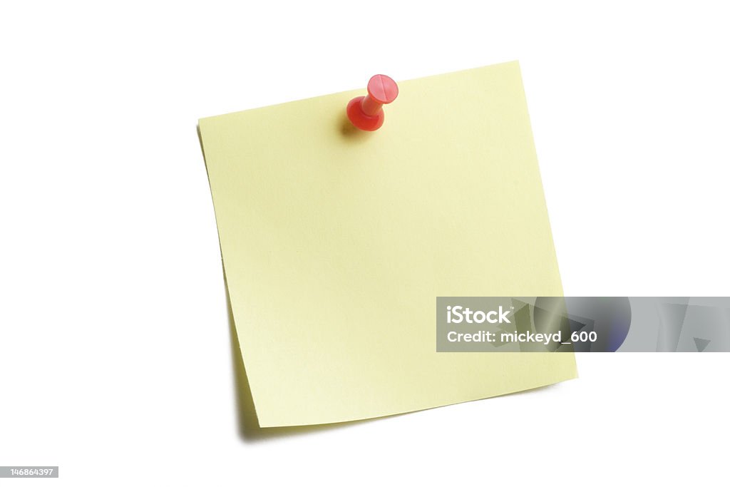 Yellow Sticky on White Yellow sticky note isolated on white Adhesive Note Stock Photo