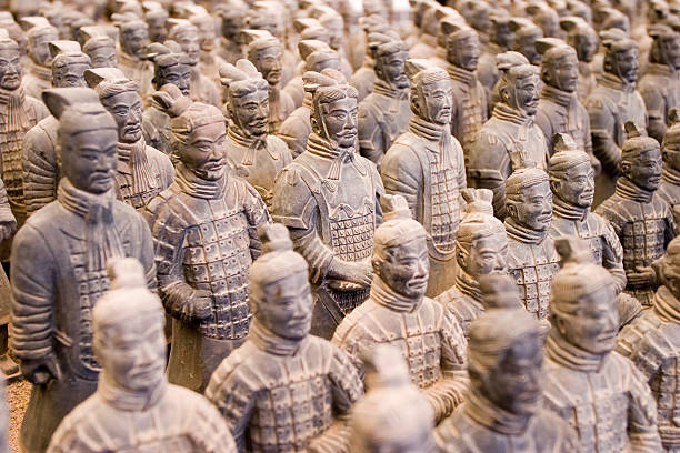 Terracotta Army Small recontructions of the Teracotta army in Xi'an China. terracotta soldiers stock pictures, royalty-free photos & images