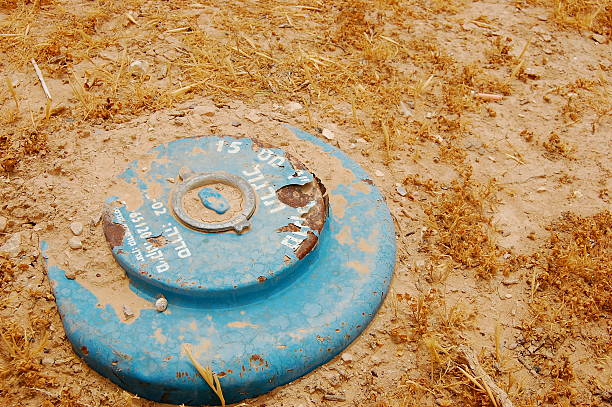 Landmine An Israeli landmine lies between Bethlehem and the Dead Sea in the West Bank. historical palestine photos stock pictures, royalty-free photos & images