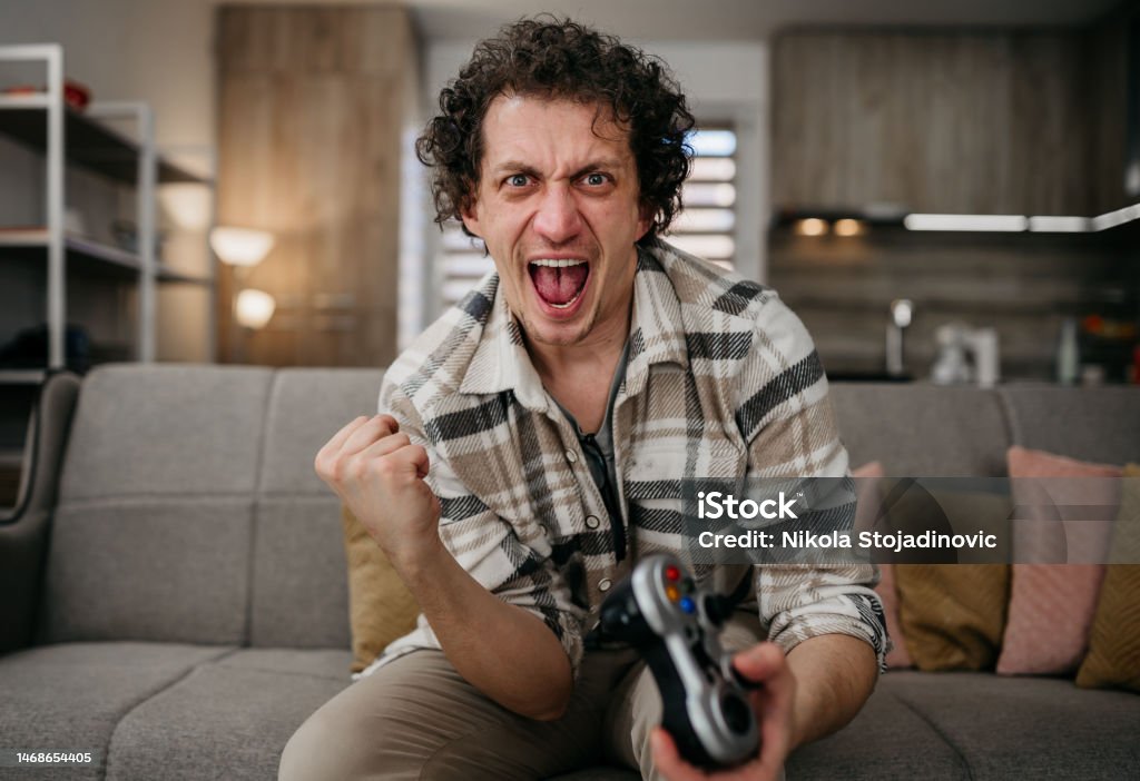 I Like Playing Video Games Stock Photo - Download Image Now - 35-39 Years,  Adult, Adults Only - iStock
