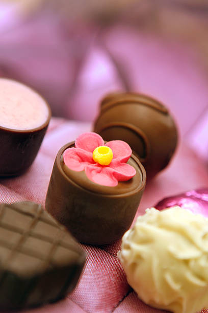 Assorted luxury chocolates stock photo