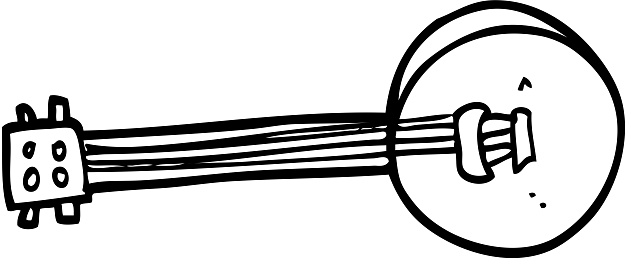 line drawing cartoon banjo