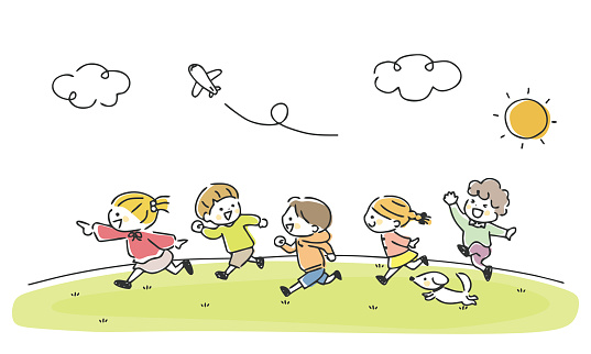 Illustration of children running well.