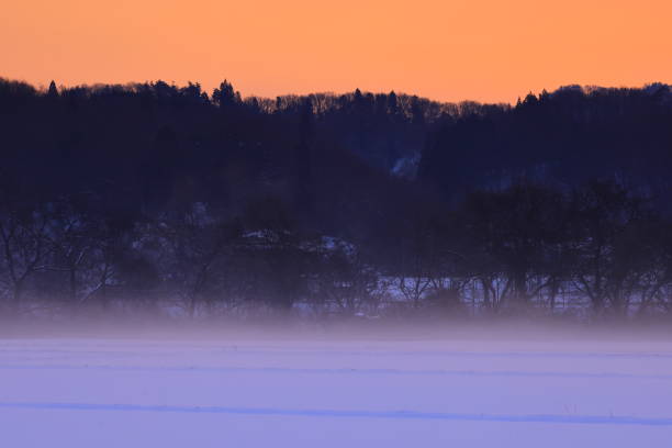 Snow scenery of the sunrise