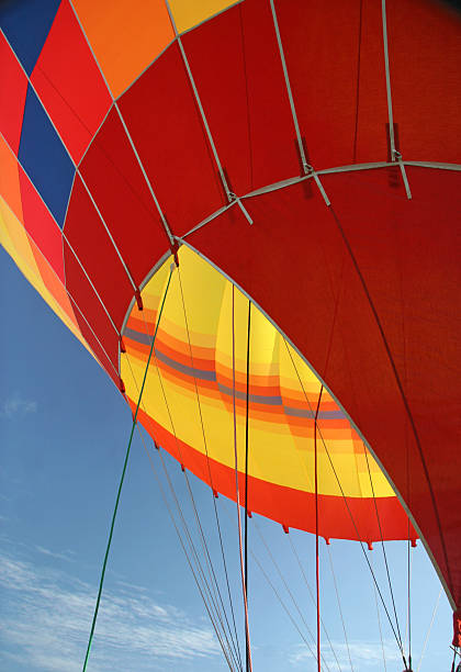 Blue sky and hot air balloon stock photo