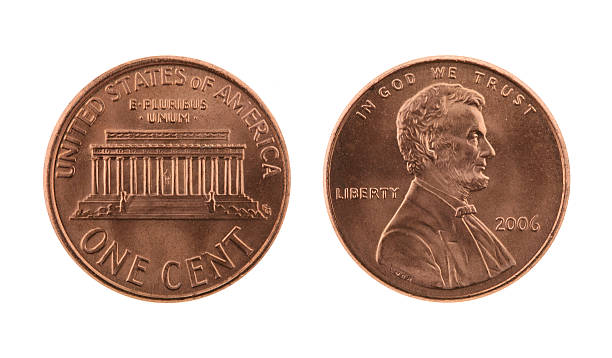 centesimi usa una moneta isolato su bianco - us coin foto e immagini stock