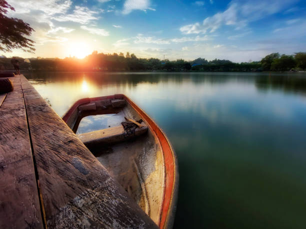 istock Small boat on the lake 1468670309