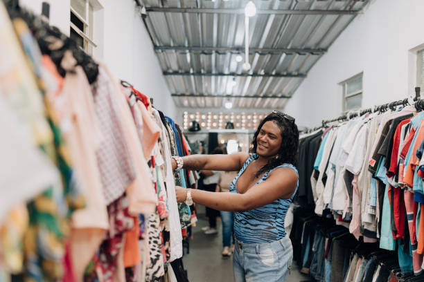 istock Trans woman at thrift store 1468674148