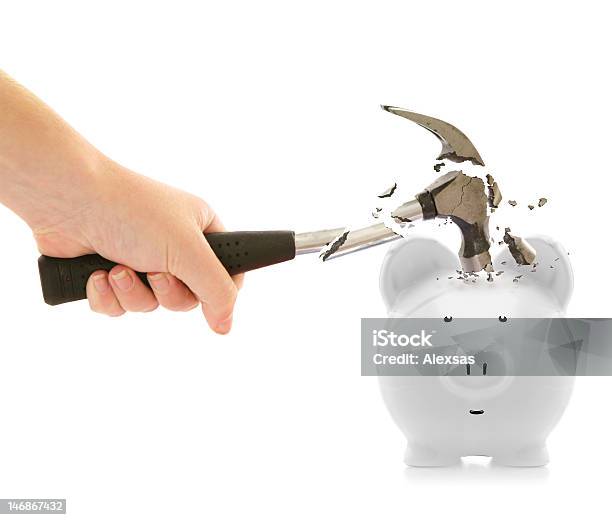 Strong Piggy Stock Photo - Download Image Now - Hammer, Breaking, Broken