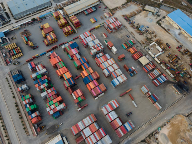 istock Aerial view of container storage terminal 1468675809
