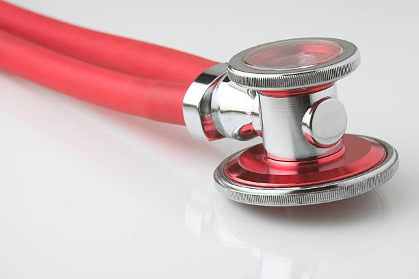 Closeup of Red Stethoscope stock photo