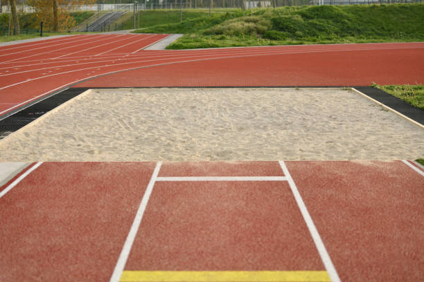 istock Sand pit for long jump at the stadium 1468676732