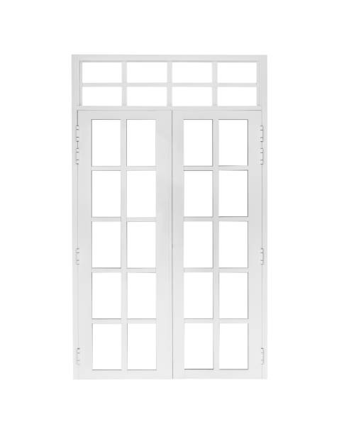 istock Real vintage house door window frame isolated on white background 1468678314
