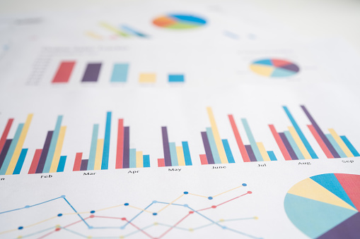 chart or graph paper. Financial, account, statistics and business data concept.