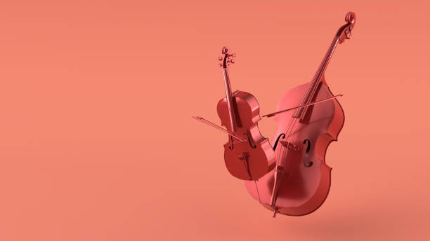 istock isolated violin and double bass 3d render. 1468688050