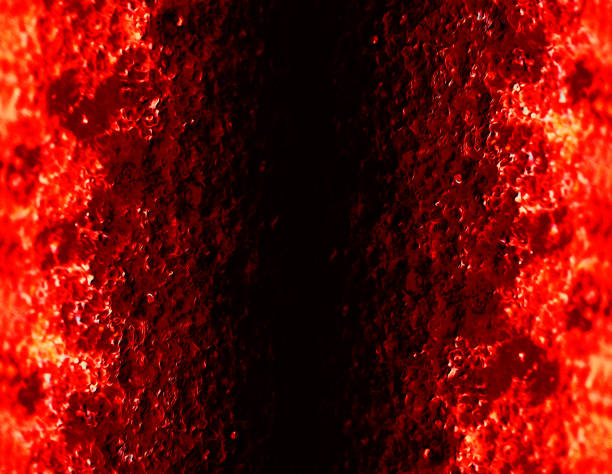 Red hot scorching magma approaching the gate to the dark hell from both sides.