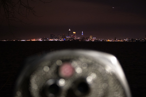 Cleveland Skyline at Night from Lakewood Park - widescreen