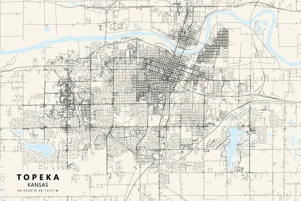 Vector illustration of Topeka, Kansas, USA Vector Map