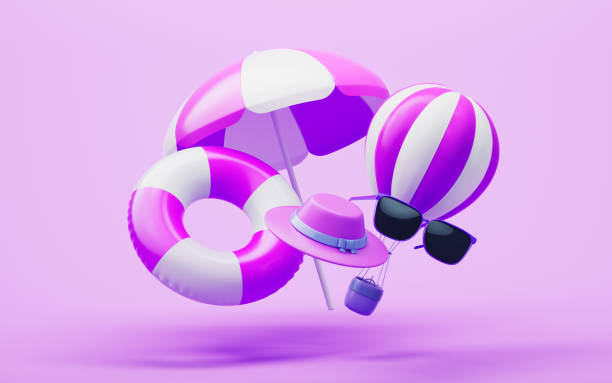 istock Beach umbrellas and resort theme, 3d rendering. 1468699787