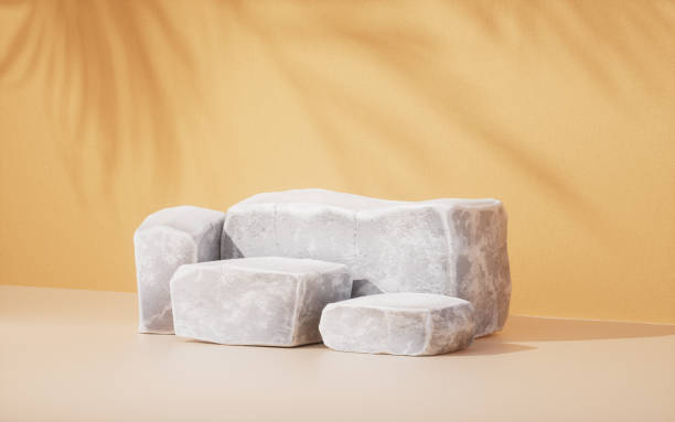 istock Rough stone stages, product show stand, 3d rendering. 1468699912