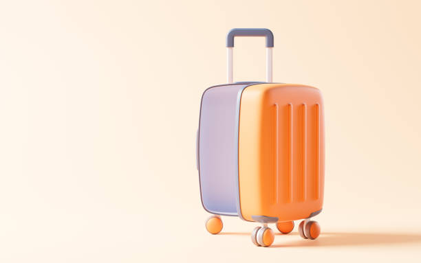istock Cartoon style luggage with travel theme, 3d rendering. 1468699977