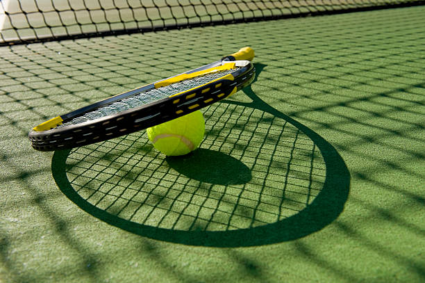 istock Tennis Racket and Ball on Court 146870256