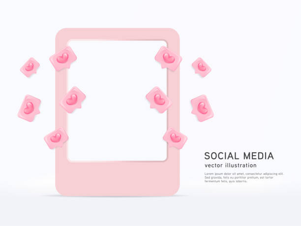 3D vector heart message icon symbol social media. Pink heart symbol notification icon isolated. 3D vector design. 3D rendering. vector art illustration