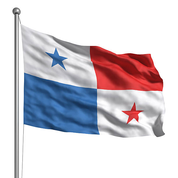 Flag of Panama (Isolated) Panama flag. Rendered with fabric texture (visible at 100%). Clipping path included. 3d panama flag stock pictures, royalty-free photos & images