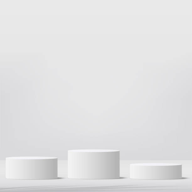 istock 3d gray color podium and minimal white color wall scene. 3d podium minimal abstract background. Vector 1468704017