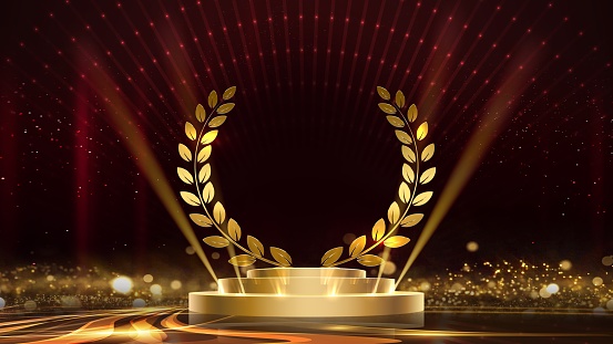 Red Maroon Laurel Golden Stage Night Wreath steps Royal Awards Graphics Background Lines Sparkle Elegant Shine Modern Template Luxury Premium Corporate Abstract Design Template Banner Certificate