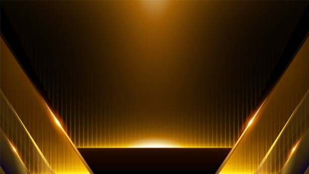 Black and Gold Award Background. Luxury Background. Modern Abstract Template. Side Corner threads background. Triangle golden line luxury background. Birthday vector illustration template.
