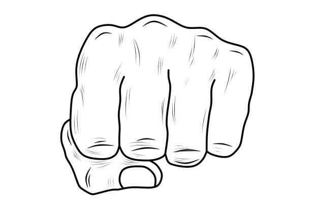 ilustrações, clipart, desenhos animados e ícones de ícone de punção da vista frontal isolado no fundo branco - boxing fist knocking punch