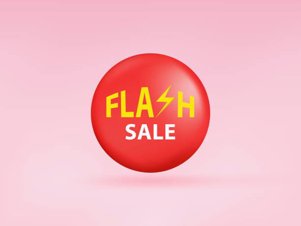 Red button flash sale icon symbol and social media communication sign icon on website. 3D technology icon vector design. 3D rendering. vector art illustration