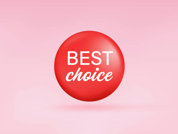 Best choice notification 3d banner. Red botton digital marketing web. Graphic Resources png transparent background. vector art illustration