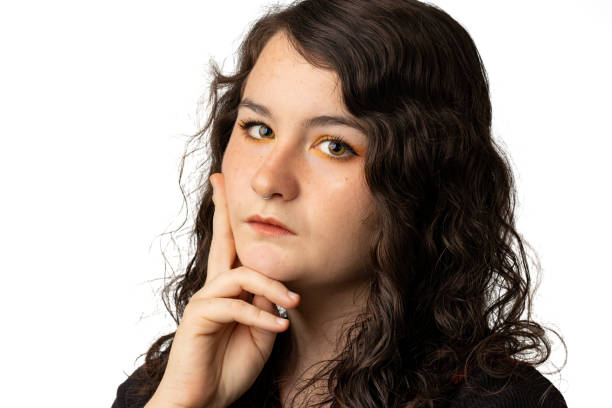 istock Woman with serious look on white background 1468717266