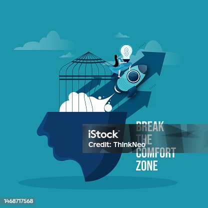istock Concept of escaping comfort zone, step to success 1468717568