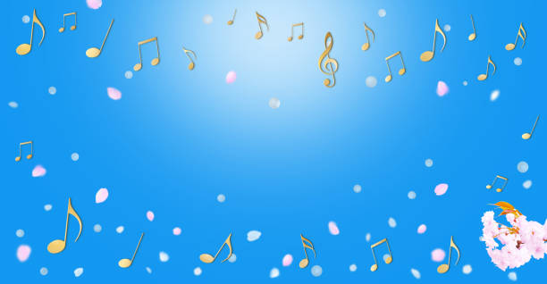 istock image of music and spring, musical note and cherry blossom flowers scatter background illustration 1468720639