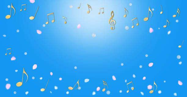 istock image of music and spring, musical note and cherry blossom flowers scatter background illustration 1468720642