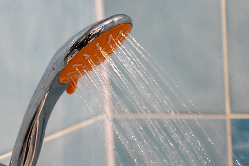 Shower with running water.