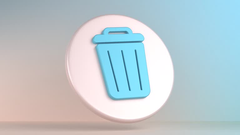 3d Garbage Bin icon on colorful background