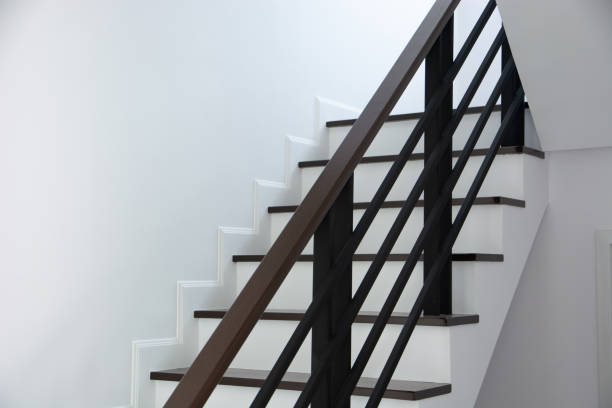 istock Stairs for walking up and down in the house white wall 1468730698