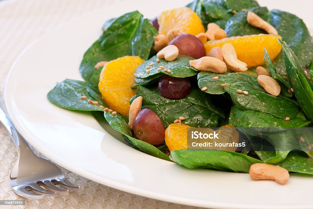 Spinach and Mandarin Orange Salad Cashew Stock Photo