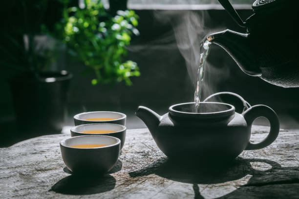 istock Tea hot drink on old background in composition on the table 1468736366