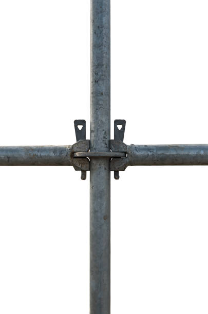 Close up scaffolding of a pipe clamp, isolated stock photo