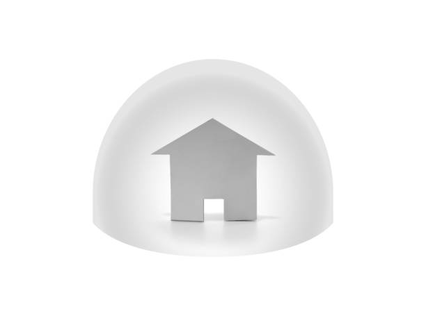 Glass dome covers the house stock photo