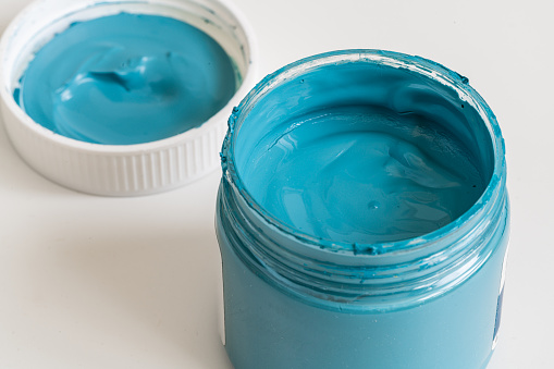 blue paint can