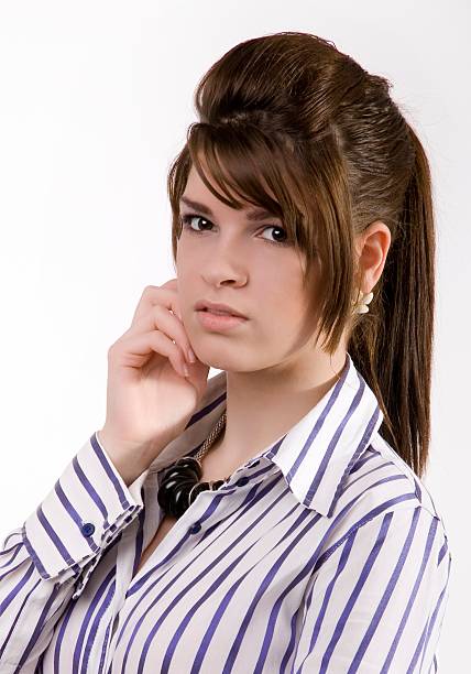 portrait of a beautiful girl close up in studio